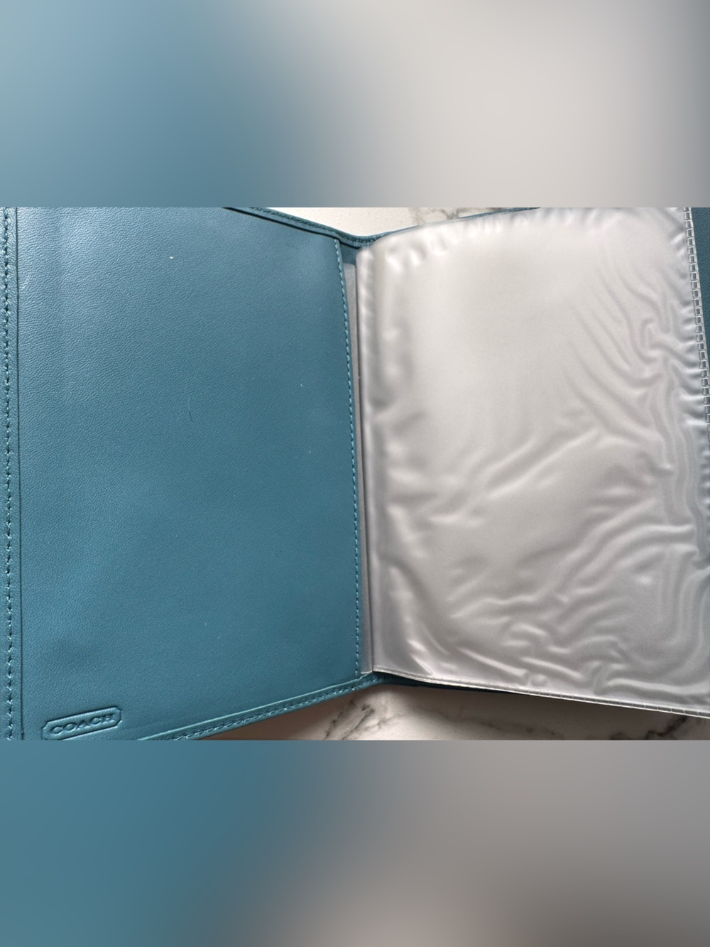 Coach Signature Brown and Teal Mini Agenda/Passport - Picture 3 of 5